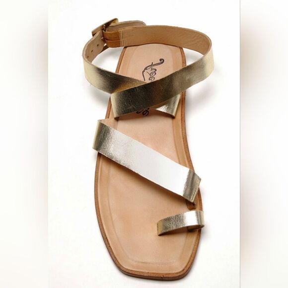 NWOB Free People Collection Romeo Square Toe Leather Wrap Sandal in Platino 36 - Picture 5 of 16